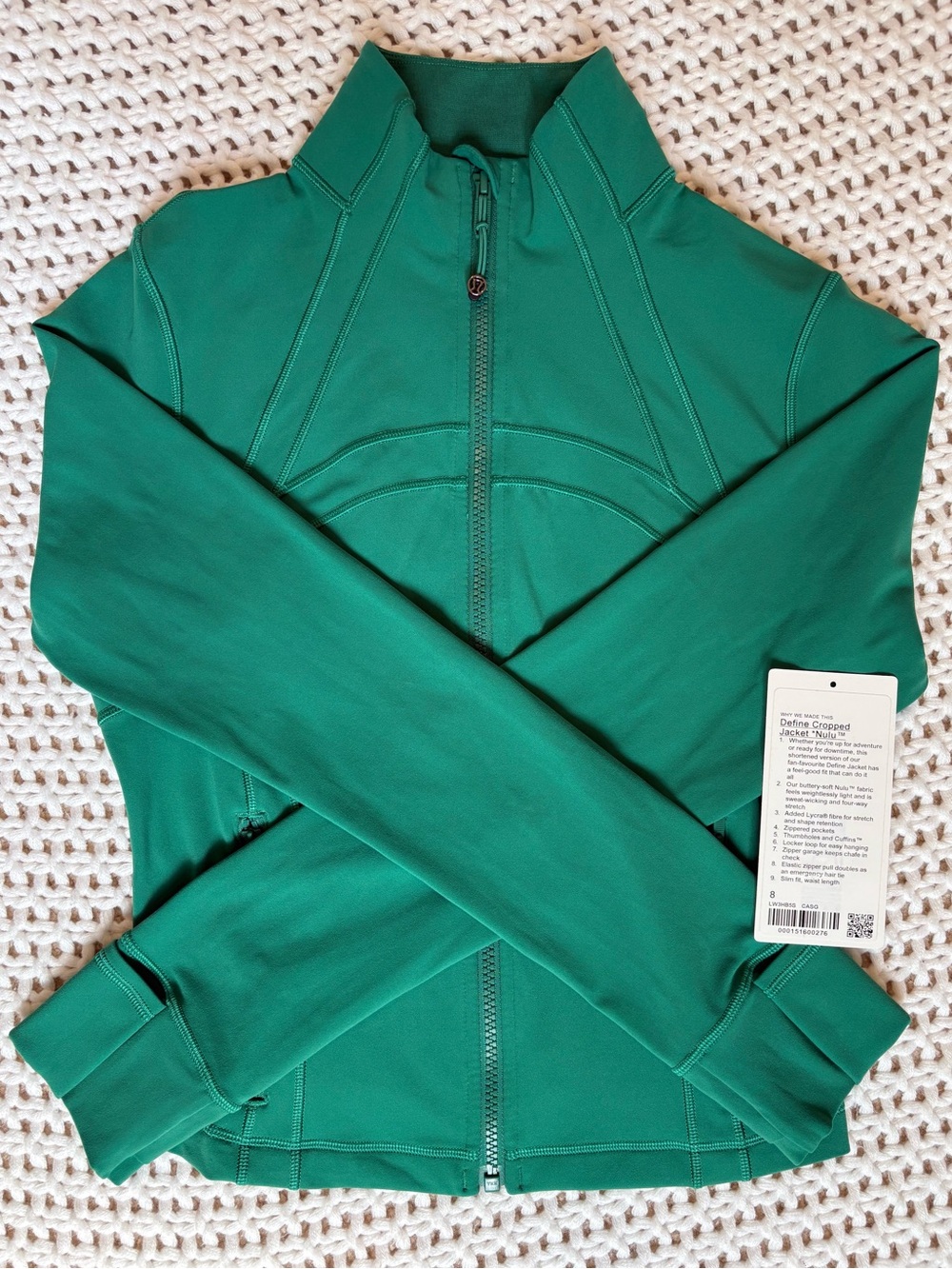 RARE!! lululemon cascadia green define cropped jacket nulu size 8